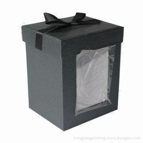 Cardboard Gift Box with Ribbon and PVC Window